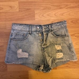 High-waist jean shorts